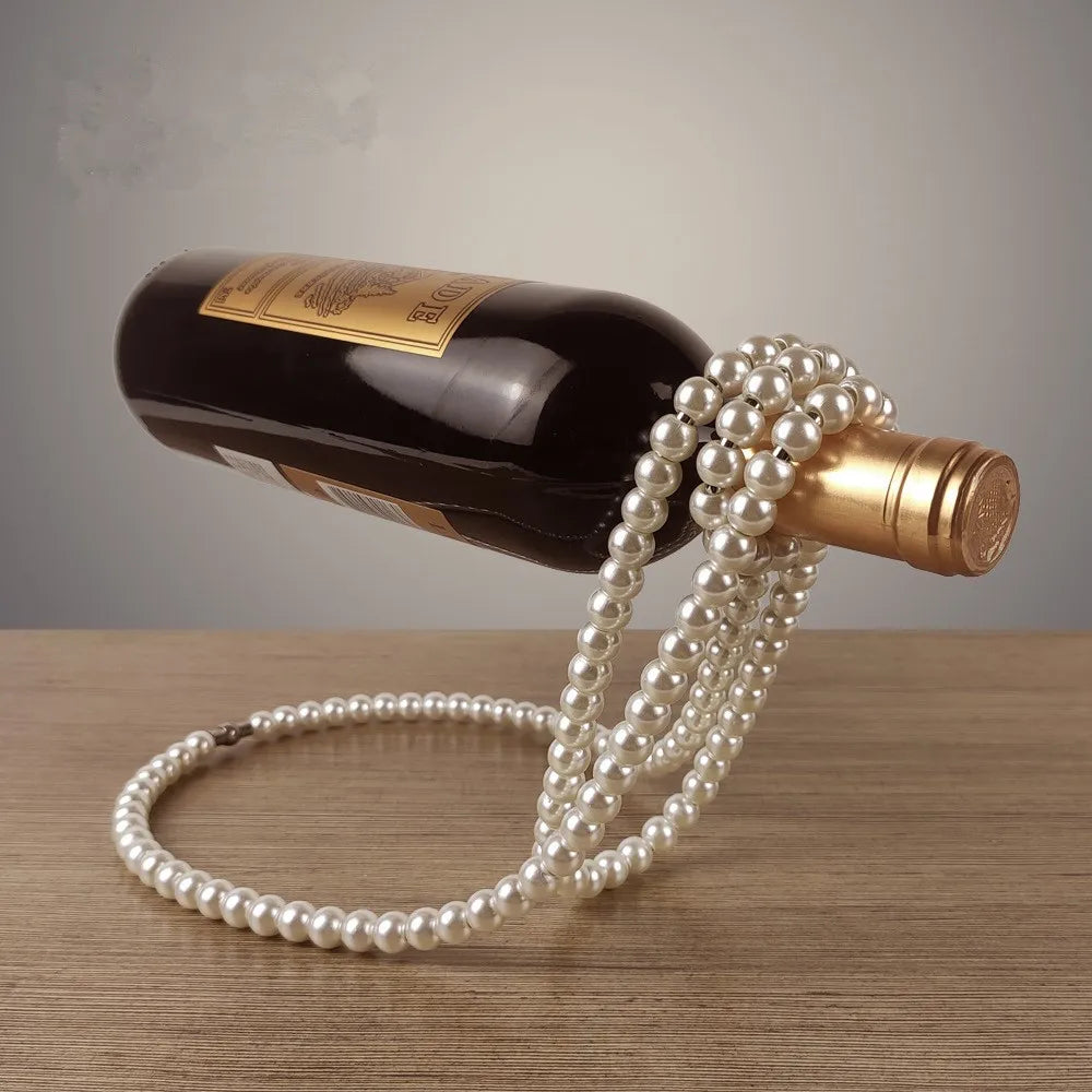 Cute Pearl Necklace Wine Rack