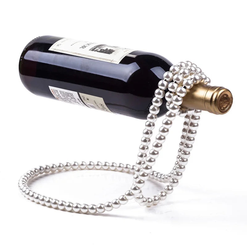 Cute Pearl Necklace Wine Rack